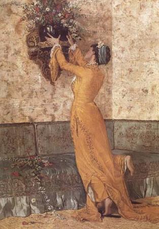 Osman Hamdy Bey Jeune fille disposant des fleurs dans un vase (mk32) oil painting picture
